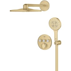 Душова система прихованого монтажу Grohe Grohtherm SmartControl 34863GN0 з термостатом на 3 виходи, брашоване золото