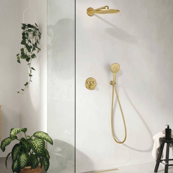 Душова система прихованого монтажу Grohe Grohtherm SmartControl 34863GN0 з термостатом на 3 виходи, брашоване золото