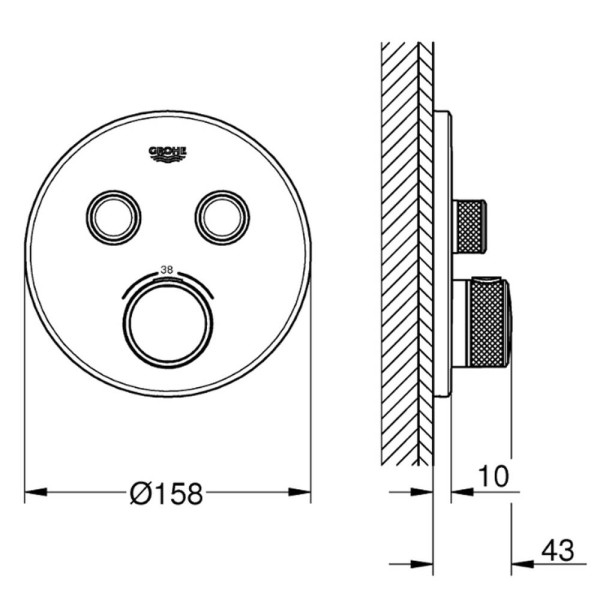 Змішувач прихованого монтажу Grohtherm Grohe SmartControl 29119DC0 з термостатом