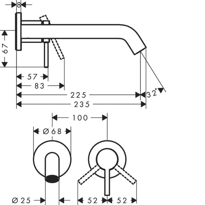 Змішувач прихованого монтажу для раковини Hansgrohe Tecturis S 73351700 22,5 см білий матовий (зовнішня частина) Змішувач прихованого монтажу для раковини Hansgrohe Tecturis S 73351700 22,5 см білий матовий (зовнішня частина)