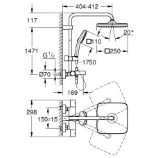 Душова система Grohe Tempesta Cosmopolitan 266912431 із виливом, чорний матовий
