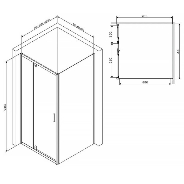 Душова кабіна AM.PM Gem W90UG-404-090MT 90x90 см профіль хром матовий, прозоре скло