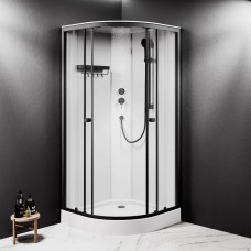 Душова кабіна AM.PM X-Joy W94C-401-090BT 90x90 см, профіль чорний матовий, скло прозоре