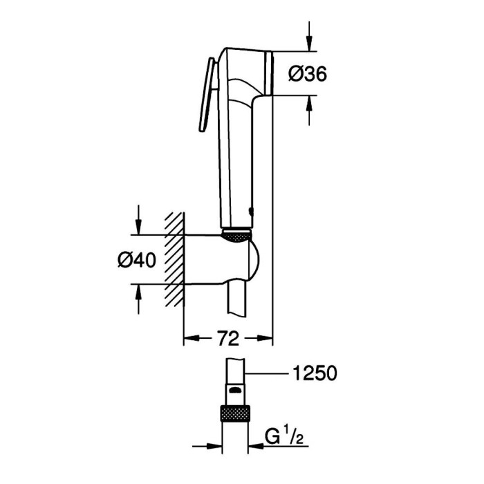 Гігієнічний душ Grohe Tempesta-F Trigger Spray 30 1025302431 чорний матовий