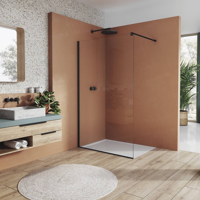 Душова стінка Ronal Easy BlackLine Walk-in STR4P1000607 100х200 см профіль чорний матовий, скло прозоре Душова стінка Ronal Easy BlackLine Walk-in STR4P1000607 100х200 см профіль чорний матовий, скло прозоре