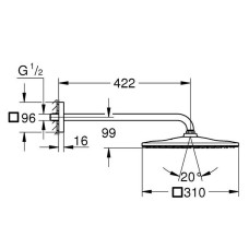 Верхній душ Grohe Rainshower 26564DC0 з тримачем 422 мм, суперсталь