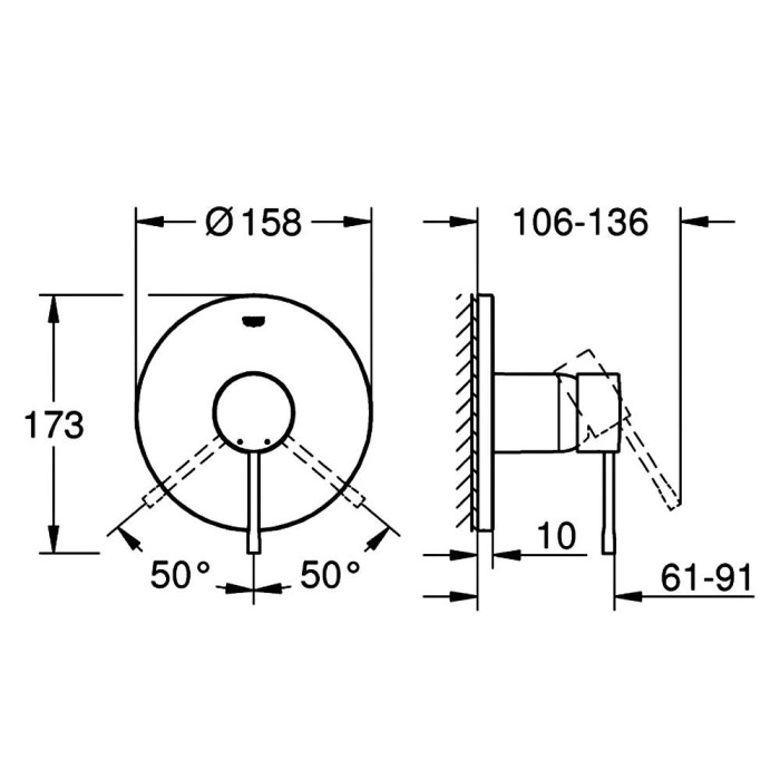 Змішувач прихованого монтажу для душу Grohe Essence 24168001 хром Змішувач прихованого монтажу для душу Grohe Essence 24168001 хром
