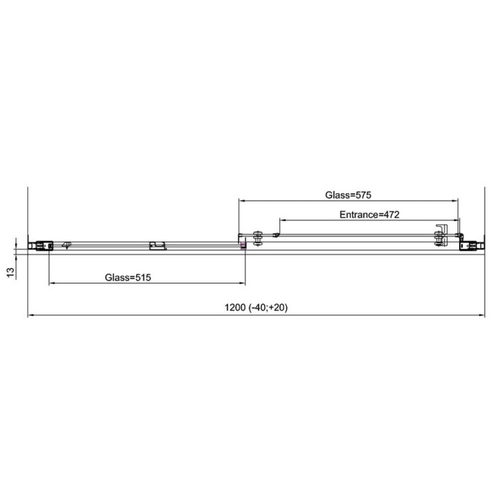 Душові двері Ronal Arelia D20S21204007 1200мм розсувні, скло прозоре, профіль срібний полір.