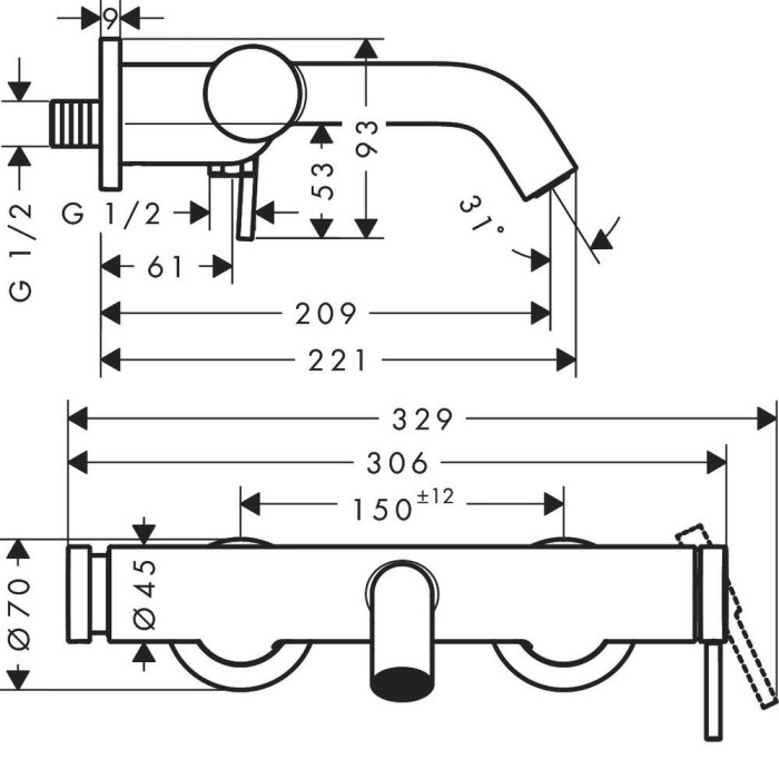 Змішувач для ванни Hansgrohe Tecturis S 73422700 білий матовий