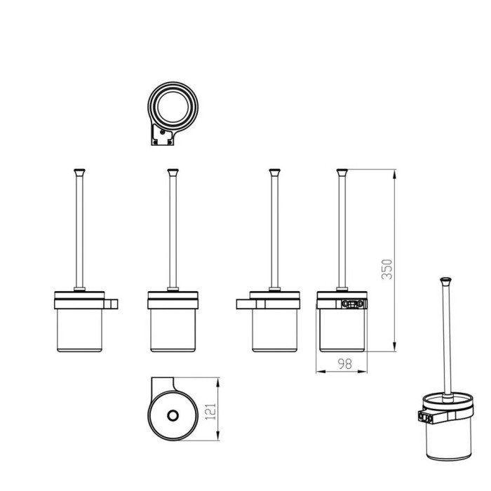 Щітка для унітаза Devit Universal 5030170 з тримачем кольору хром та склянкою з матового скла
