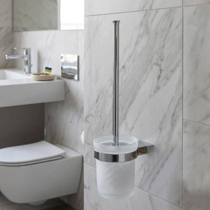 Щітка для унітаза Devit Universal 5030170 з тримачем кольору хром та склянкою з матового скла