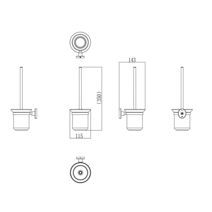 Щітка для унітаза Devit 1110170 з тримачем, хром та склянкою з матового скла