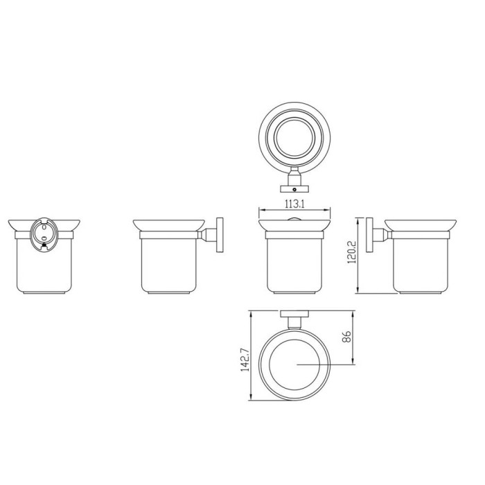 Щітка для унітаза Devit 1110170 з тримачем, хром та склянкою з матового скла
