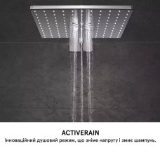 Верхній душ Grohe Rainshower SmartActive Cube 26479AL0 з кронштейном 430 мм, графіт
