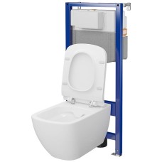 Комплект C26 Cersanit: інсталяція Aqua 50 QF механічна + підвісний унітаз Virgo Cleanon з туалетним сидінням з плавним закриванням і функцією простого зняття