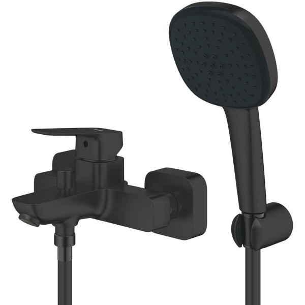 Змішувач для ванни Grohe Cubeo 1018142430 з душовим набором, чорний матовий