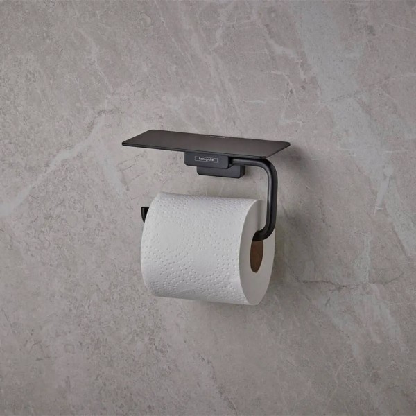 Тримач для туалетного паперу Hansgrohe AddStoris 41772670 з полицею, чорний матовий