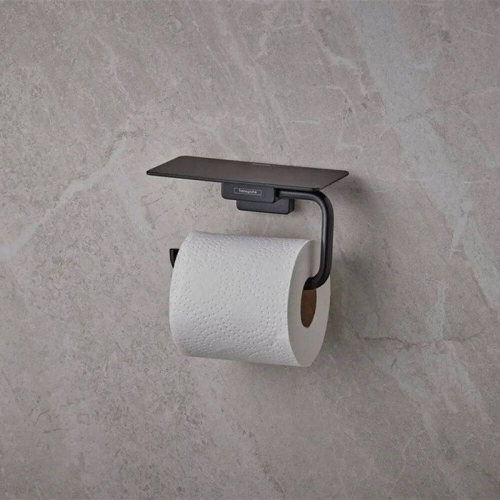 Тримач для туалетного паперу Hansgrohe AddStoris 41772670 з полицею, чорний матовий