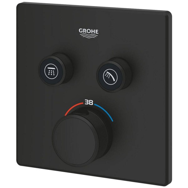 Змішувач прихованого монтажу для душу Grohe Grohtherm SmartControl 102166KF00 з термостатом, чорний матовий