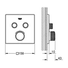Змішувач прихованого монтажу для душу Grohe Grohtherm SmartControl 102166KF00 з термостатом, чорний матовий