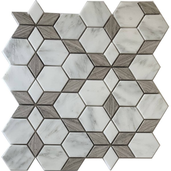Мозаїка Mozaico de lux SPTH2840-207R-8 Wood+White 26,0x30,0 см