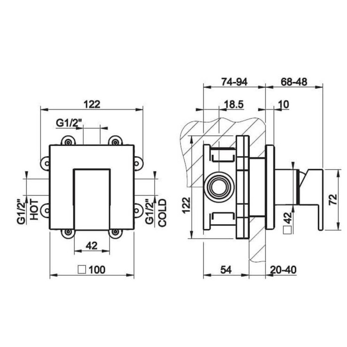 Змішувач прихованого монтажу для душу Gessi Rettangolo 20119-031 хром