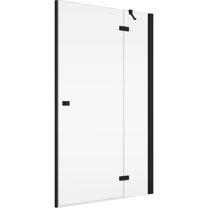 Душові двері з фіксованою стінкою Ronal Annea BlackLine AN13WD12000607 120х200 см розпашні праві, профіль чорний матовий, прозоре скло