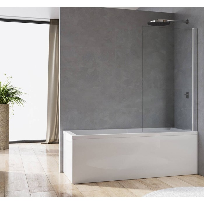 Шторка для ванни Ronal Arelia D20B10804007 140x80 см, срібло поліроване, прозоре скло універсальна