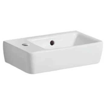 Раковина Geberit Selnova Compact 501.518.00.7 зі скороченим вилітом 40см, отвір для змішувача зліва, білий глянець