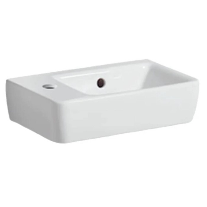 Раковина Geberit Selnova Compact 501.518.00.7 зі скороченим вилітом 40см, отвір для змішувача зліва, білий глянець