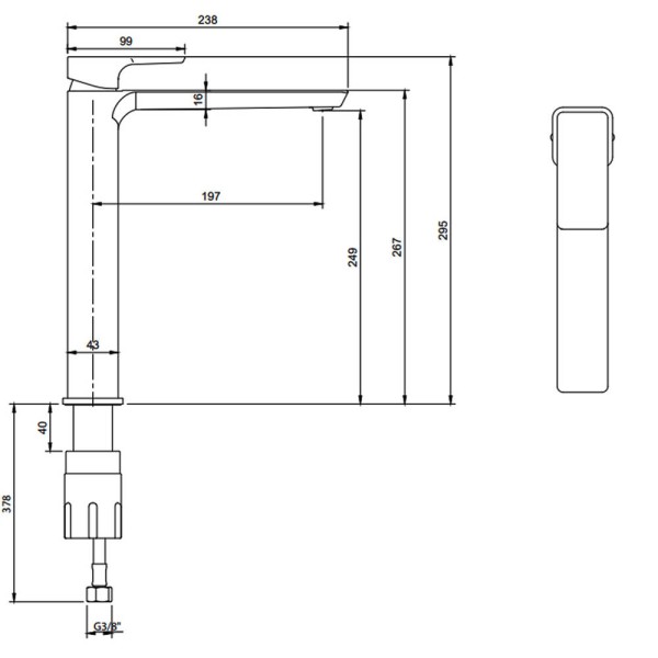 Змішувач для раковини Villeroy&Boch Subway 3.0 TVW11200400061 високий, хром
