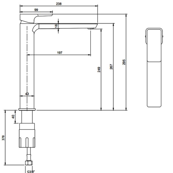 Змішувач для раковини Villeroy&Boch Subway 3.0 TVW112004000K5 високий, чорний матовий