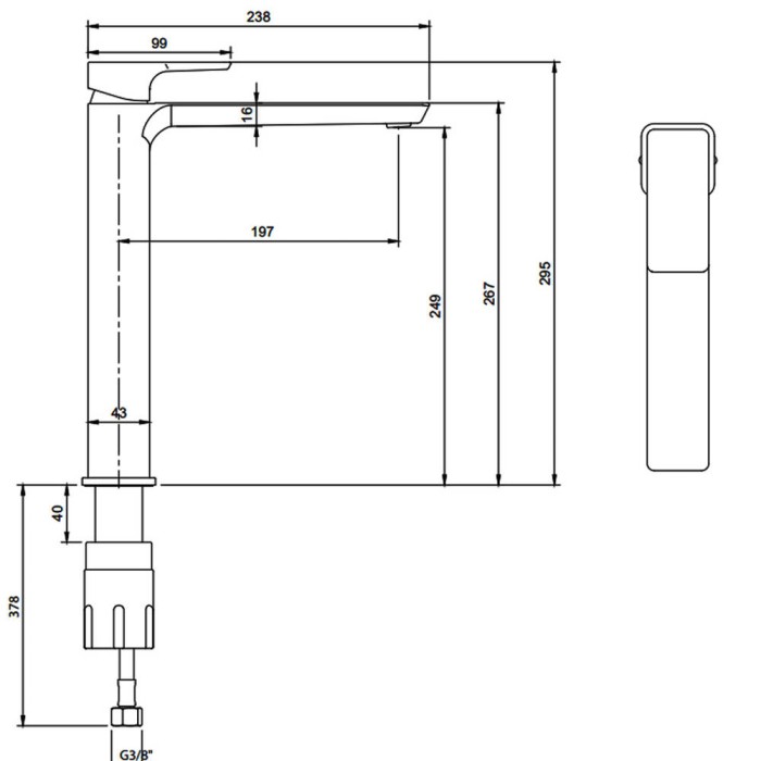 Змішувач для раковини Villeroy&Boch Subway 3.0 TVW112004000K5 високий, чорний матовий