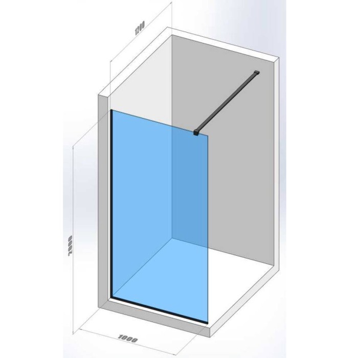 Душове огородження Walk-In Devit Style New DSN100200B 100x200 см, чорний мат