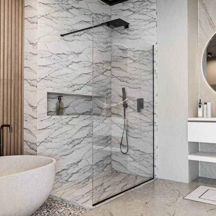 Душове огородження Walk-In Devit Style New DSN120200B 120x200 см, чорний мат