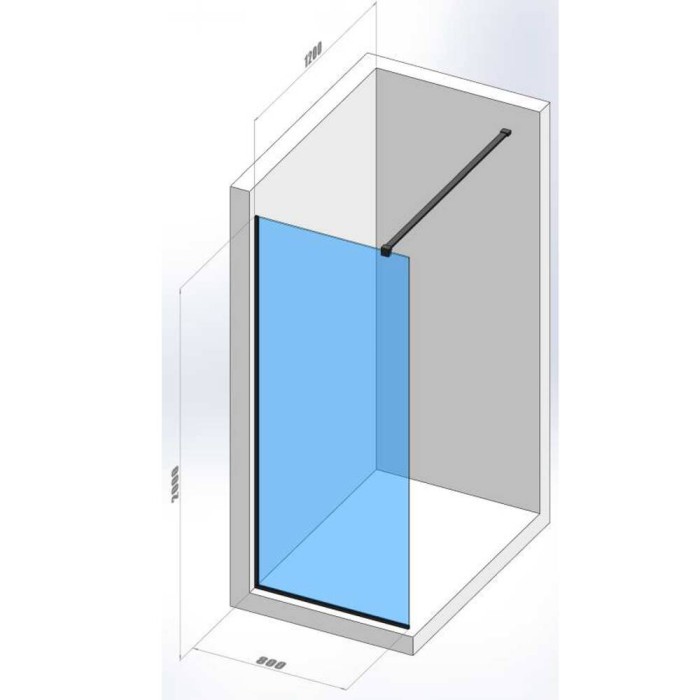 Душове огородження Walk-In Devit Style New DSN80200B 80x200 см, чорний мат