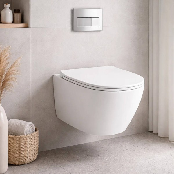 Унітаз підвісний Simas Juniper JU18/F85 /JU004 безобідковий із сидінням Soft Close, турбозмив Vertigo flush, білий