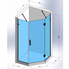 Душова кабіна Devit Art 3.0 SE0240B п'ятикутна, розпашна, 100х100 см, без піддона, скло прозоре, профіль чорний матовий