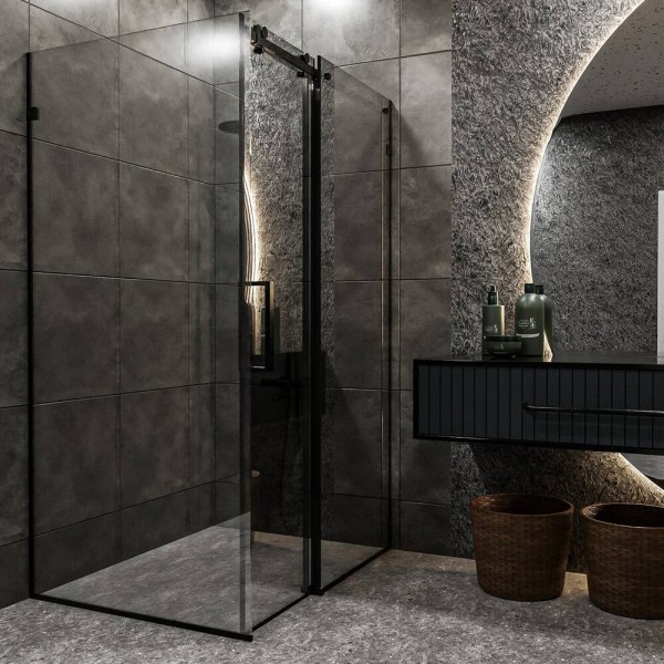 Душова кабіна Devit Art 3.0 SE2340B прямокутна, розсувна, 120х80 см, без піддона, скло прозоре, профіль чорний матовий