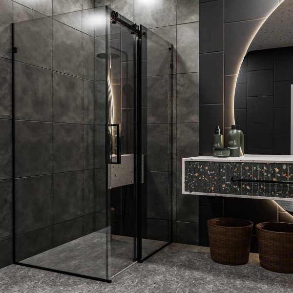Душова кабіна Devit Art 3.0 SE2340B прямокутна, розсувна, 120х80 см, без піддона, скло прозоре, профіль чорний матовий
