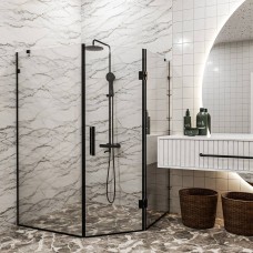 Душова кабіна Devit Art 3.0 SE0140B п'ятикутна, розпашна, 90х90 см, скло прозоре, профіль чорний матовий