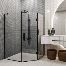 Душова кабіна Devit Art 3.0 SE0140B п'ятикутна, розпашна, 90х90 см, скло прозоре, профіль чорний матовий
