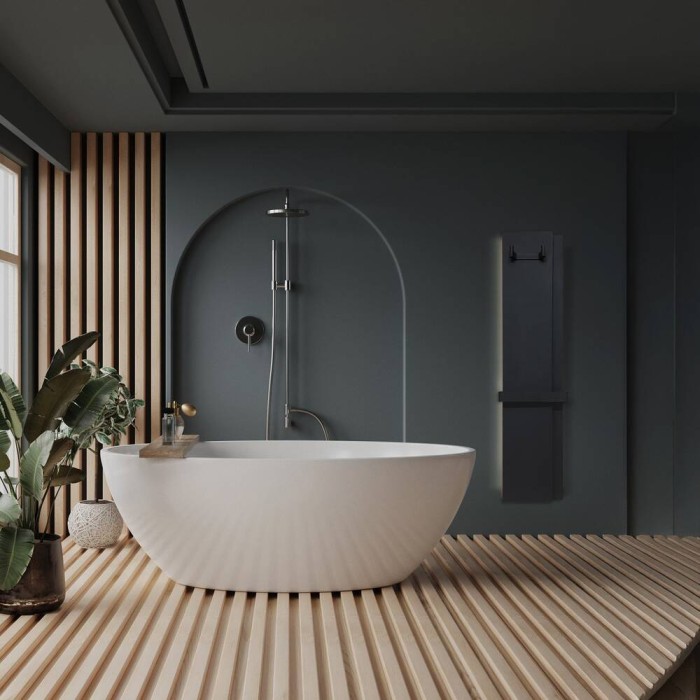 Радіатор електричний Deweit Whole Wall_2.0, з тримачем для рушників та халатів, Led-підсвітка, колір чорний мат