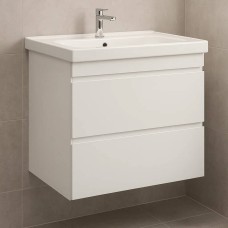 Тумба Devit Frame 753080W 80 см з раковиною та сифоном, біла глянцева