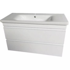Тумба Devit Frame 753080W 80 см з раковиною та сифоном, біла глянцева