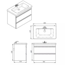 Тумба Devit Frame 753080W 80 см з раковиною та сифоном, біла глянцева