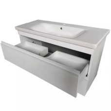 Тумба Devit Frame 753080W 80 см з раковиною та сифоном, біла глянцева