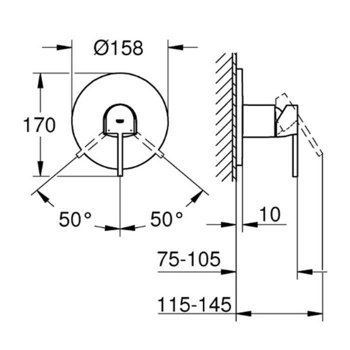 Змішувач прихованого монтажу для душу Grohe Plus 24059003 хром Змішувач прихованого монтажу для душу Grohe Plus 24059003 хром