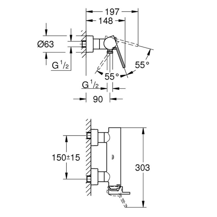 Змішувач для душу Grohe Plus 33577003 хром