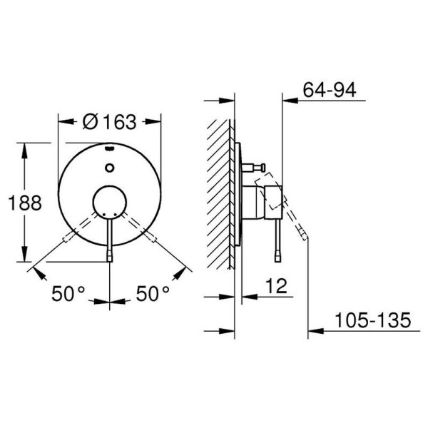 Змішувач прихованого монтажу для ванни/душу Grohe Essence 19285AL1 графіт темний матовий